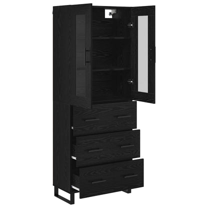 Vysoký Bufet 2 Ks Černý Dub 69,5 X 34 X 180 Cm Kompozitní Dřevo