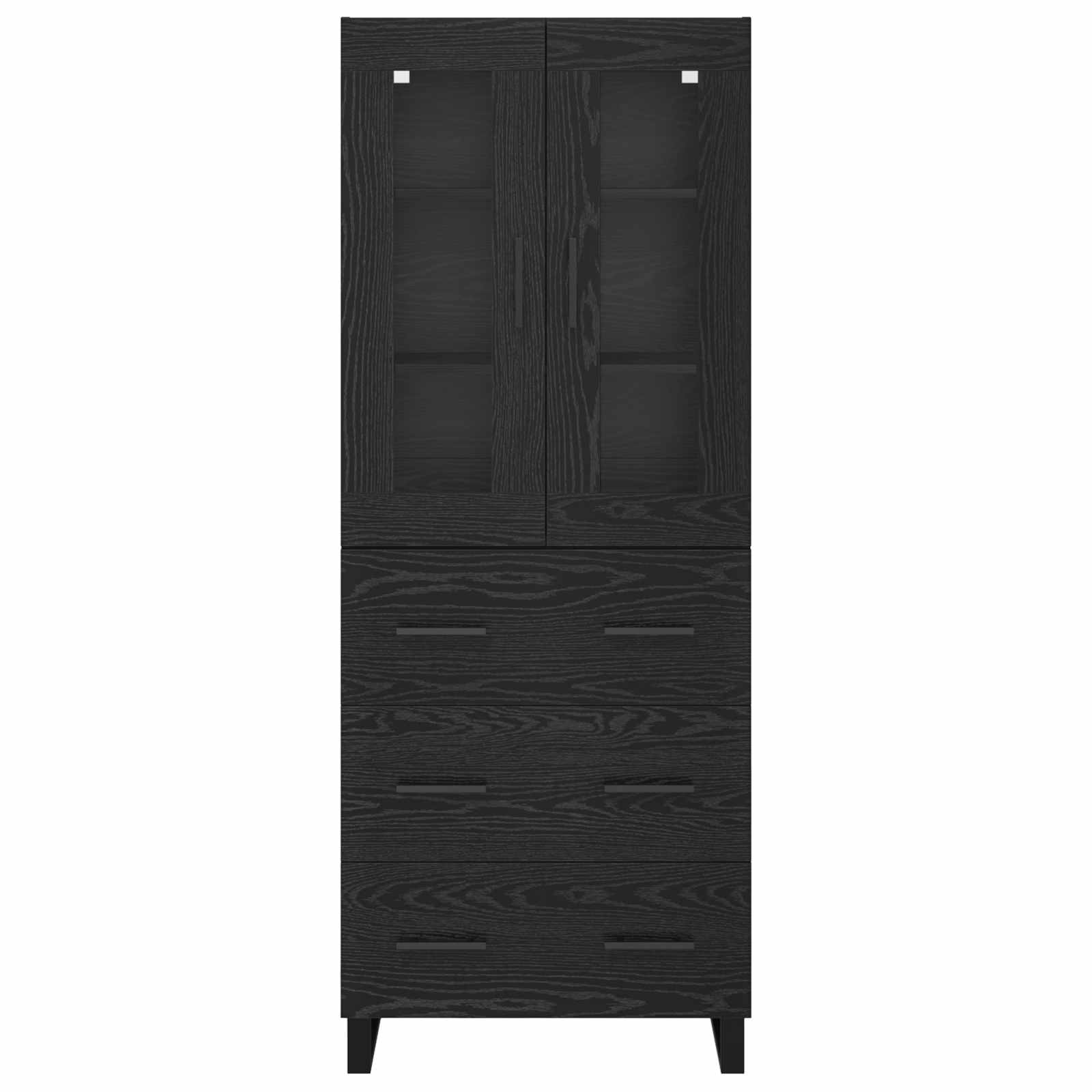 Vysoký Bufet 2 Ks Černý Dub 69,5 X 34 X 180 Cm Kompozitní Dřevo