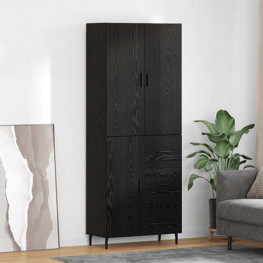 Vysoký Bufet 2 Ks Černý Dub 69,5 X 34 X 180 Cm Kompozitní Dřevo