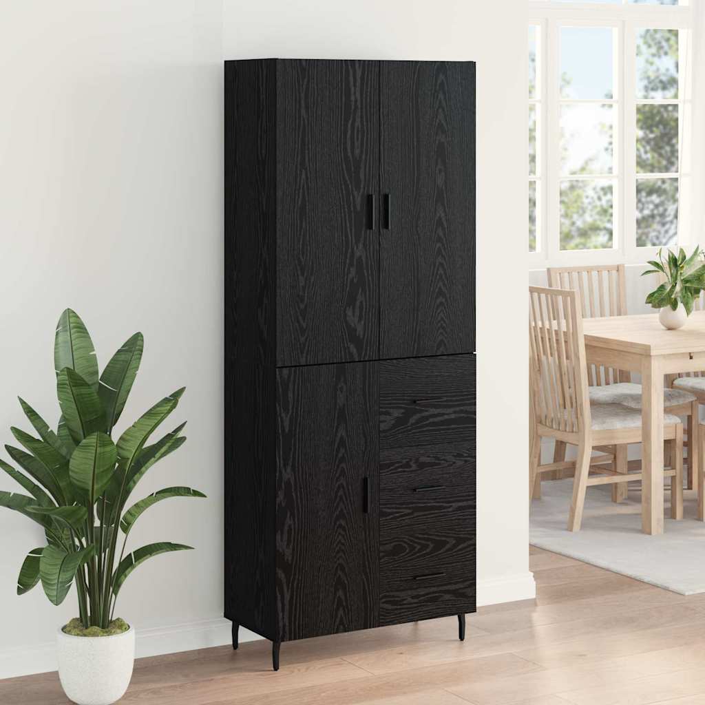 Vysoký Bufet 2 Ks Černý Dub 69,5 X 34 X 180 Cm Kompozitní Dřevo