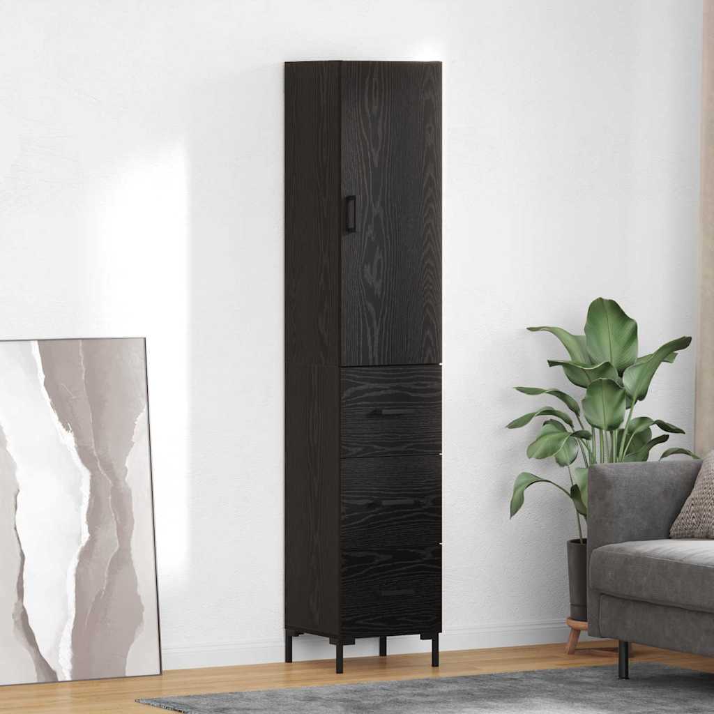 Vysoký Bufet Černý Dub 34,5 X 34 X 180 Cm Kompozitní Dřevo