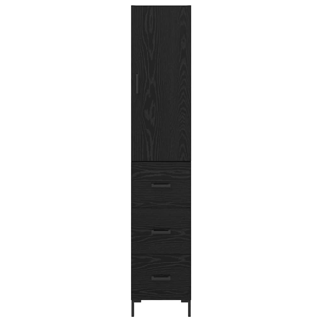 Vysoký Bufet Černý Dub 34,5 X 34 X 180 Cm Kompozitní Dřevo