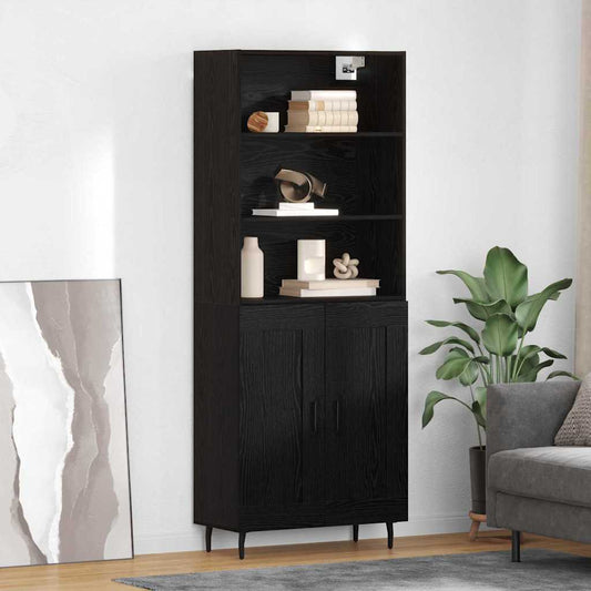 Vysoký Bufet 2 Ks Černý Dub 69,5 X 34 X 180 Cm Kompozitní Dřevo