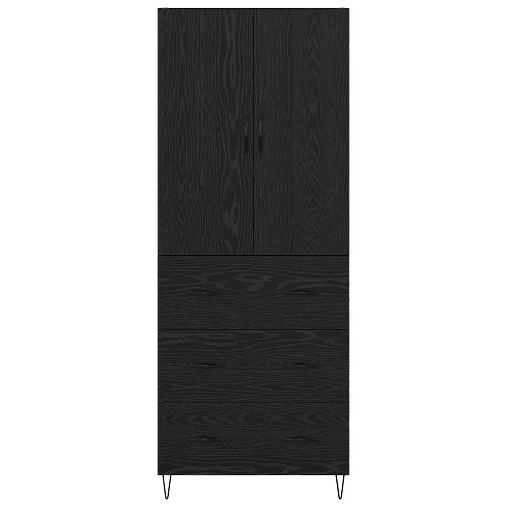 Vysoký Bufet 2 Ks Černý Dub 69,5 X 34 X 180 Cm Kompozitní Dřevo