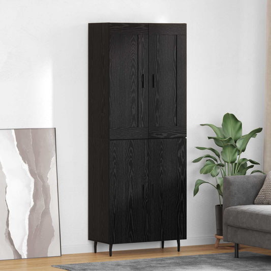Vysoký Bufet 2 Ks Černý Dub 69,5 X 34 X 180 Cm Kompozitní Dřevo