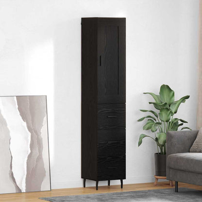 Vysoký Bufet Černý Dub 34,5 X 34 X 180 Cm Kompozitní Dřevo