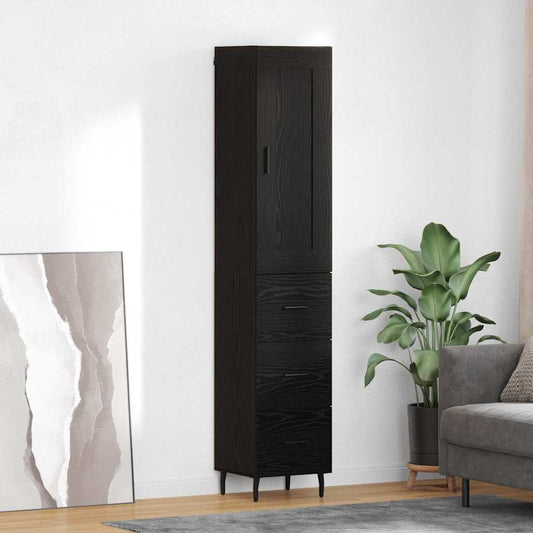 Vysoký Bufet Černý Dub 34,5 X 34 X 180 Cm Kompozitní Dřevo