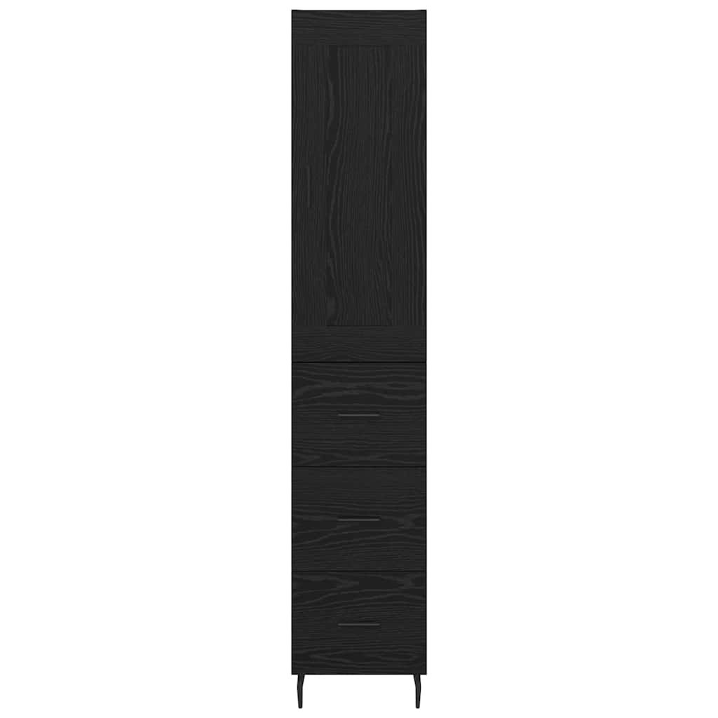 Vysoký Bufet Černý Dub 34,5 X 34 X 180 Cm Kompozitní Dřevo