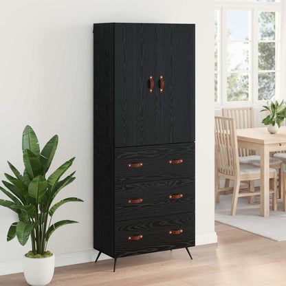 Vysoký Bufet Černý Dub 69,5 X 34 X 180 Cm Kompozitní Dřevo