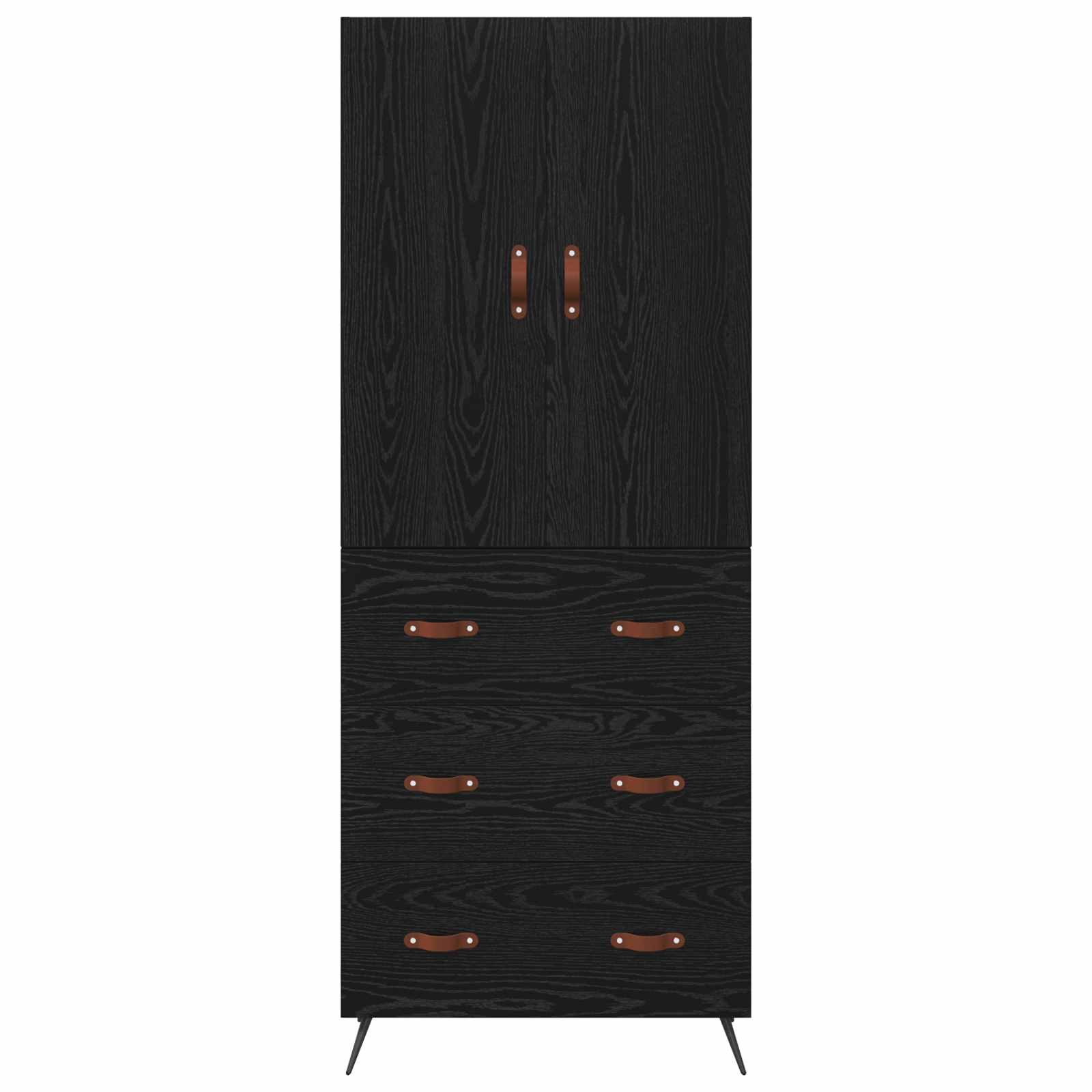 Vysoký Bufet Černý Dub 69,5 X 34 X 180 Cm Kompozitní Dřevo