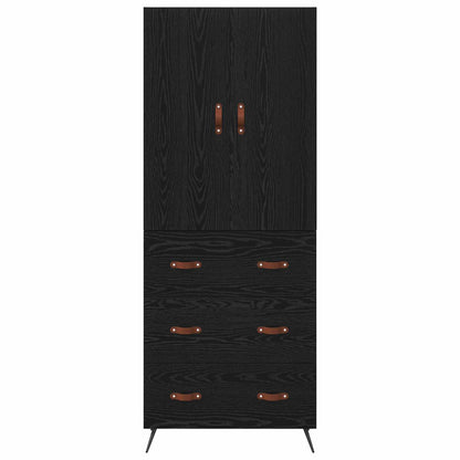 Vysoký Bufet Černý Dub 69,5 X 34 X 180 Cm Kompozitní Dřevo