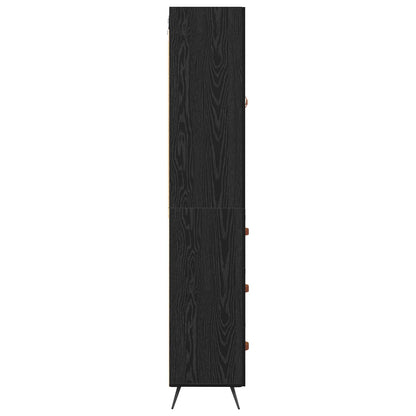 Vysoký Bufet Černý Dub 69,5 X 34 X 180 Cm Kompozitní Dřevo