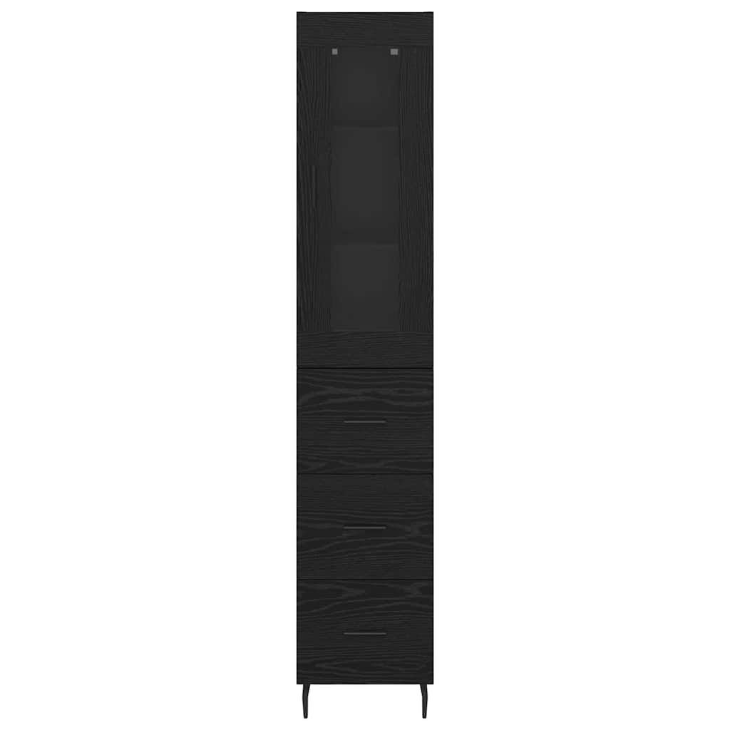 Vysoký Bufet Černý Dub 34,5 X 34 X 180 Cm Kompozitní Dřevo