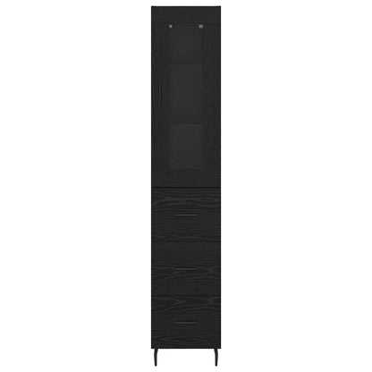 Vysoký Bufet Černý Dub 34,5 X 34 X 180 Cm Kompozitní Dřevo