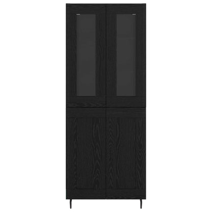 Vysoký Bufet 2 Ks Černý Dub 69,5 X 34 X 180 Cm Kompozitní Dřevo