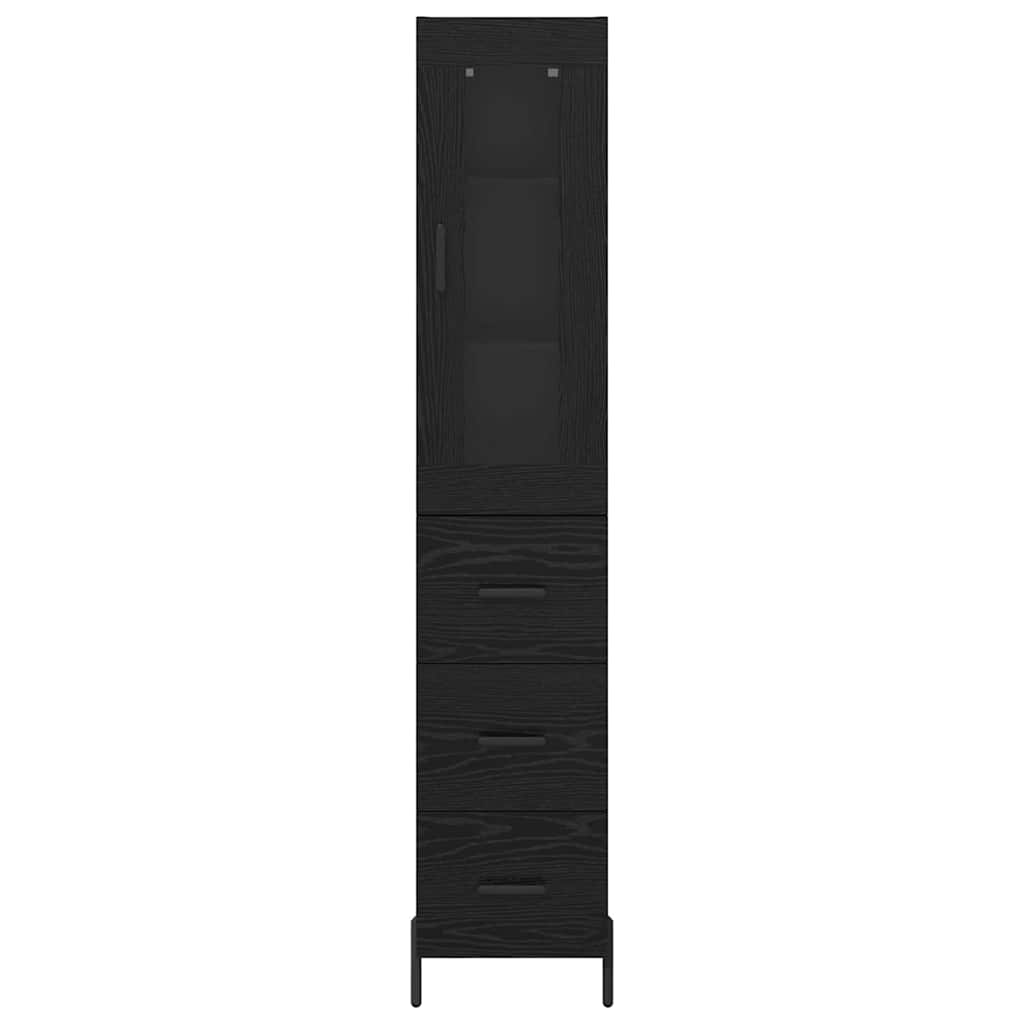 Vysoký Bufet Černý Dub 34,5 X 34 X 180 Cm Kompozitní Dřevo