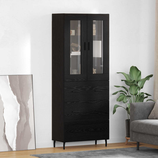 Vysoký Bufet 2 Ks Černý Dub 69,5 X 34 X 180 Cm Kompozitní Dřevo