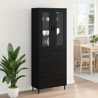 Vysoký Bufet 2 Ks Černý Dub 69,5 X 34 X 180 Cm Kompozitní Dřevo