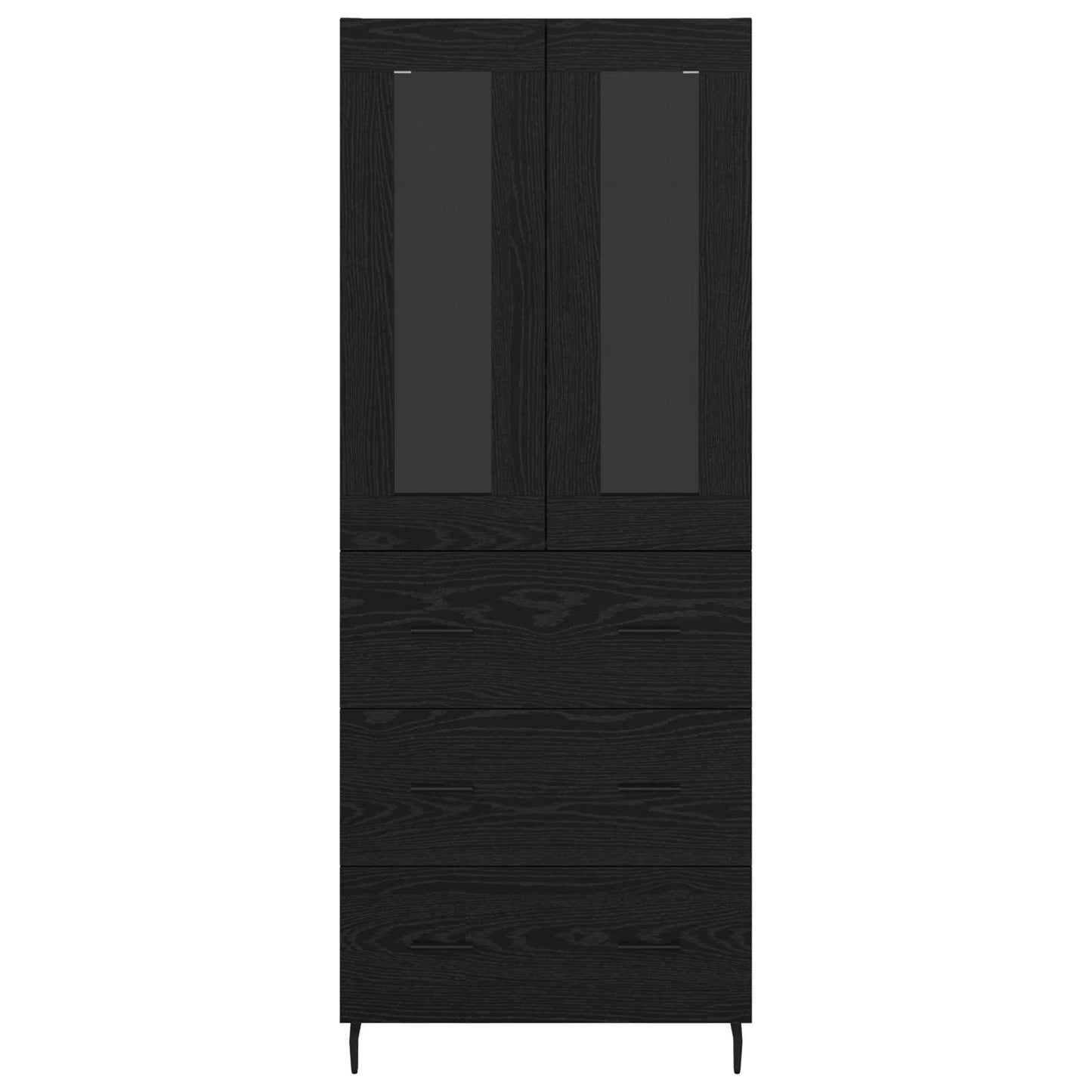 Vysoký Bufet 2 Ks Černý Dub 69,5 X 34 X 180 Cm Kompozitní Dřevo