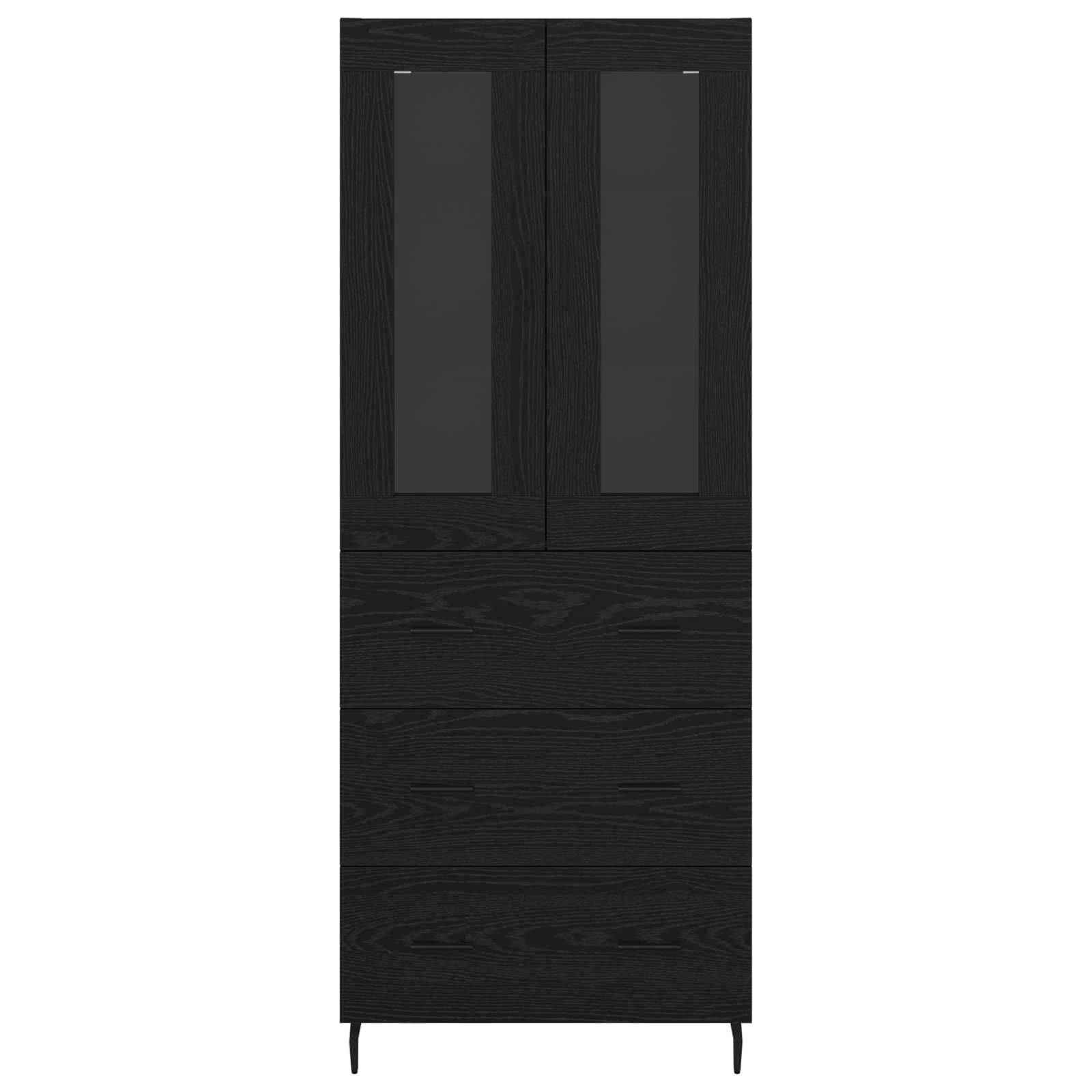 Vysoký Bufet 2 Ks Černý Dub 69,5 X 34 X 180 Cm Kompozitní Dřevo