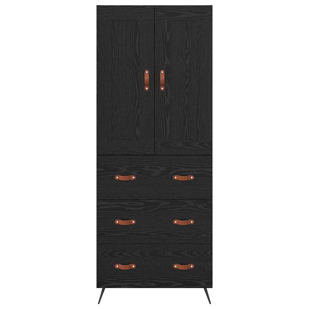 Vysoký Bufet Černý Dub 69,5 X 34 X 180 Cm Kompozitní Dřevo