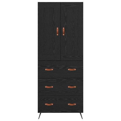 Vysoký Bufet Černý Dub 69,5 X 34 X 180 Cm Kompozitní Dřevo