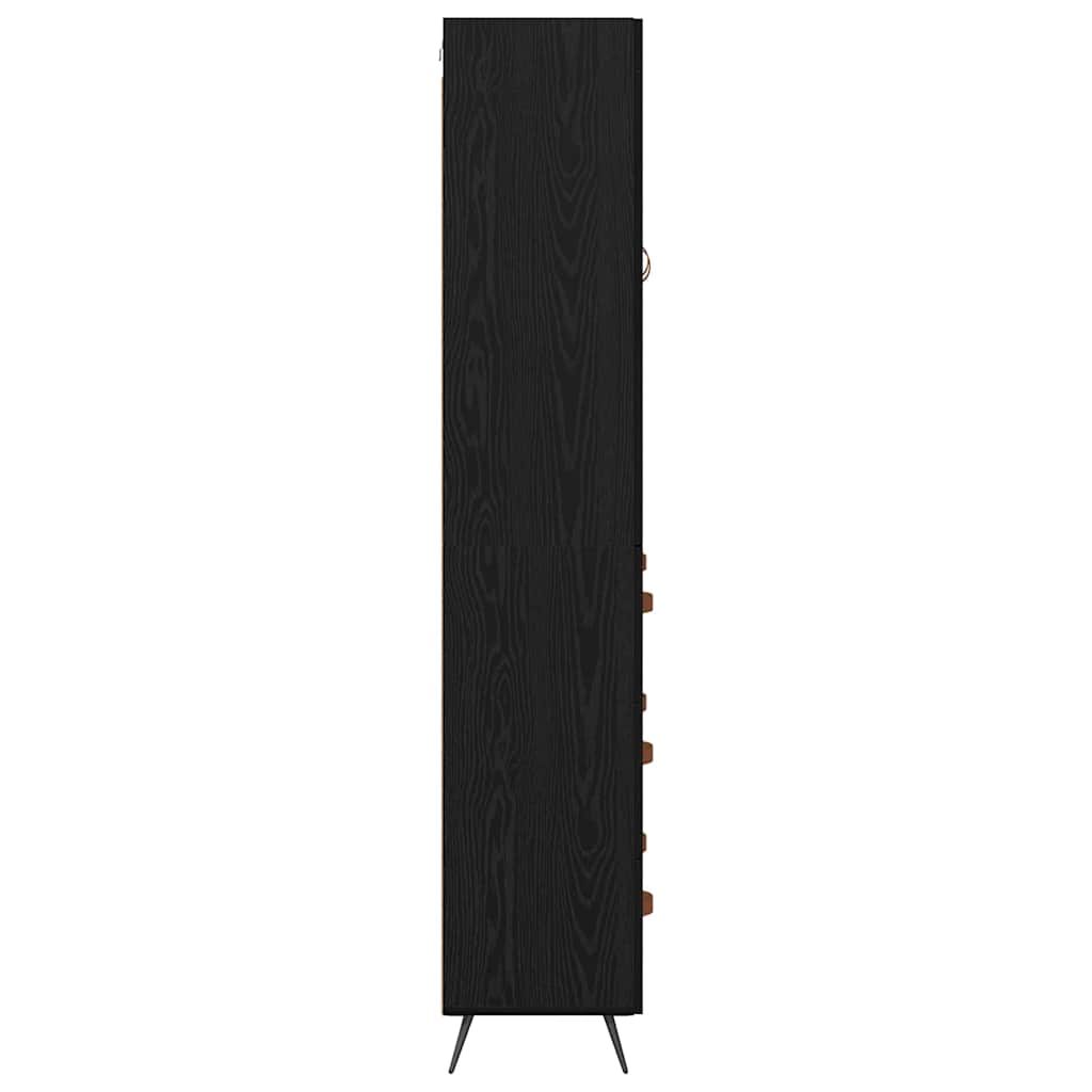 Vysoký Bufet Černý Dub 69,5 X 34 X 180 Cm Kompozitní Dřevo