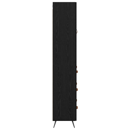 Vysoký Bufet Černý Dub 69,5 X 34 X 180 Cm Kompozitní Dřevo