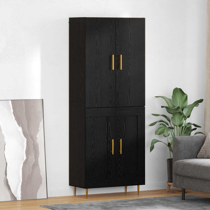 Vysoký Bufet Černý Dub 69,5 X 34 X 180 Cm Kompozitní Dřevo