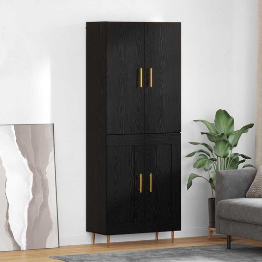 Vysoký Bufet Černý Dub 69,5 X 34 X 180 Cm Kompozitní Dřevo