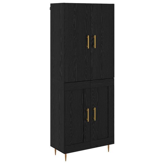 Vysoký Bufet Černý Dub 69,5 X 34 X 180 Cm Kompozitní Dřevo