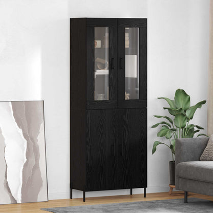 Vysoký Bufet Černý Dub 69,5 X 34 X 180 Cm Kompozitní Dřevo