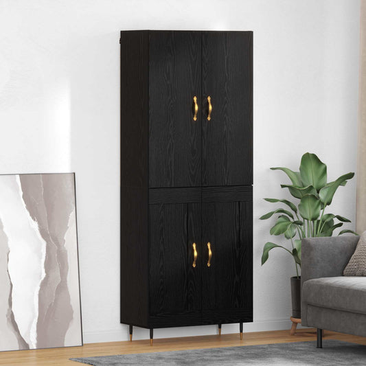 Vysoký Bufet Černý Dub 69,5 X 34 X 180 Cm Kompozitní Dřevo