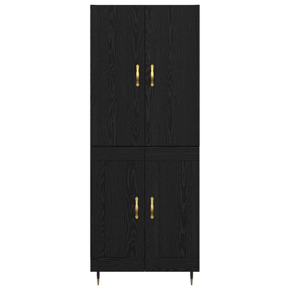 Vysoký Bufet Černý Dub 69,5 X 34 X 180 Cm Kompozitní Dřevo