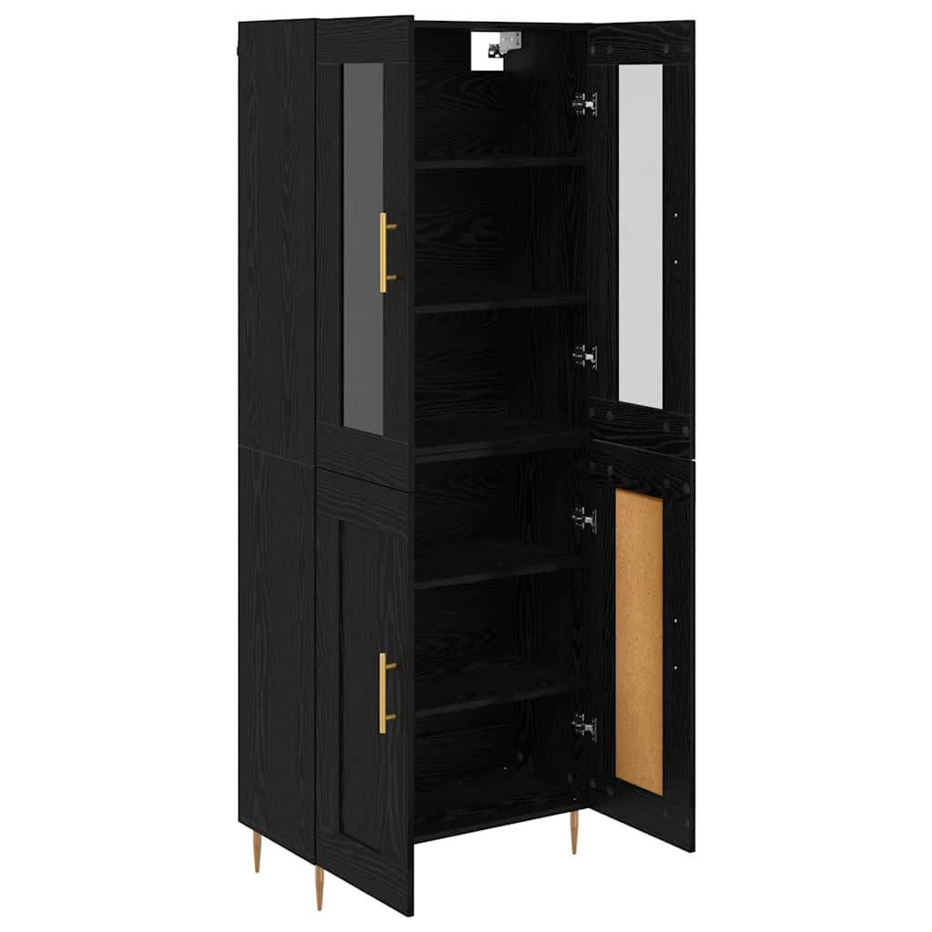 Vysoký Bufet 2 Ks Černý Dub 69,5 X 34 X 180 Cm Kompozitní Dřevo