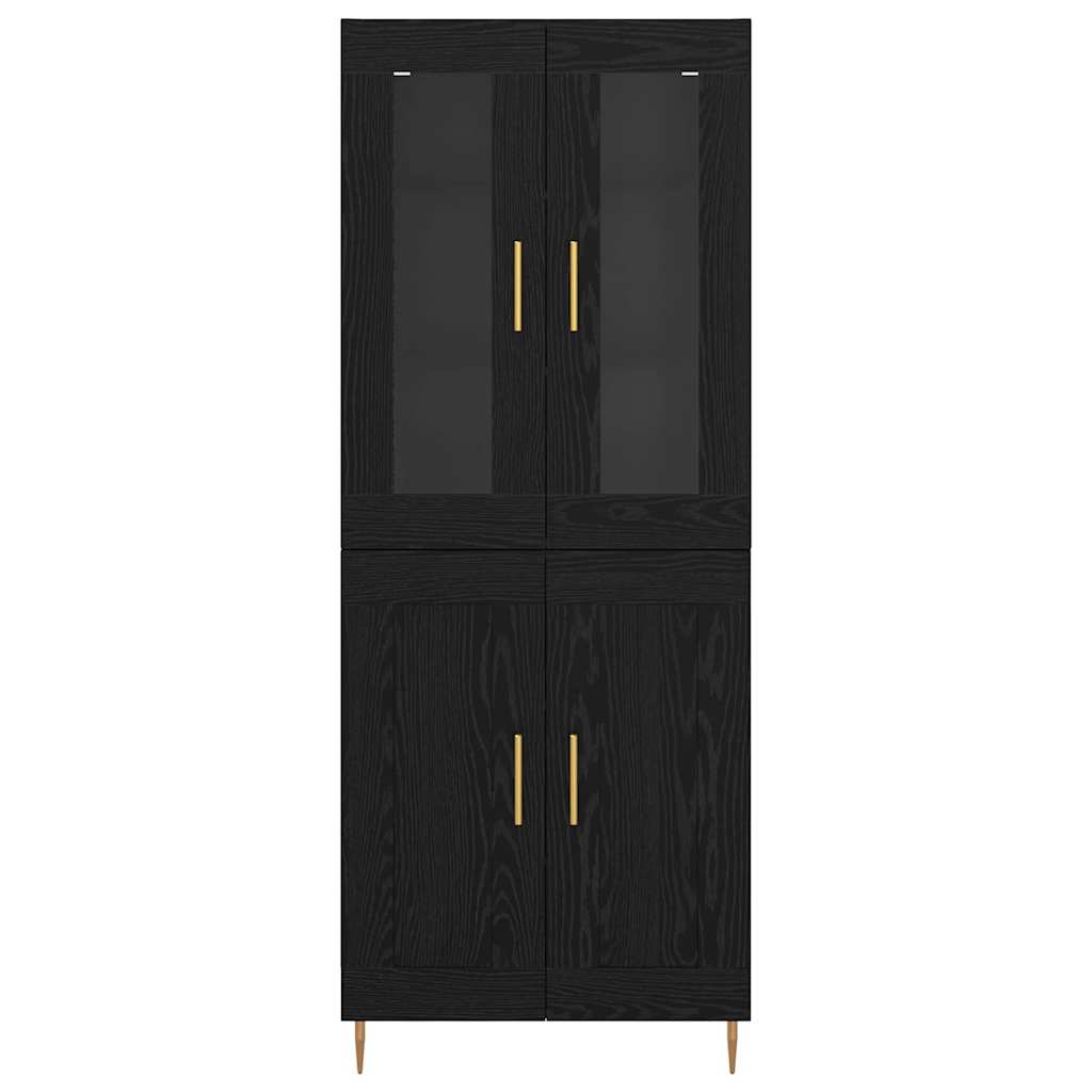 Vysoký Bufet 2 Ks Černý Dub 69,5 X 34 X 180 Cm Kompozitní Dřevo