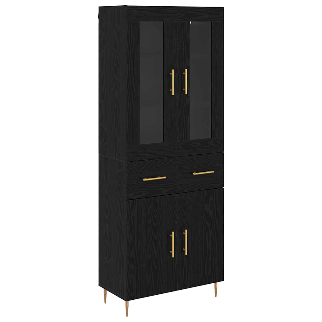 Vysoký Bufet 2 Ks Černý Dub 69,5 X 34 X 180 Cm Kompozitní Dřevo