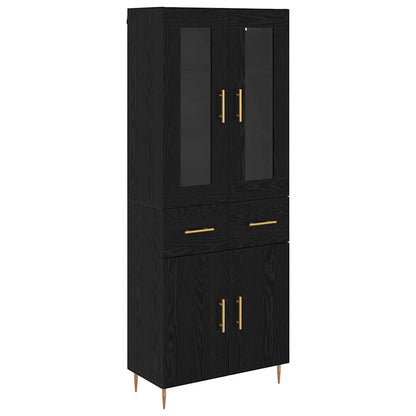 Vysoký Bufet 2 Ks Černý Dub 69,5 X 34 X 180 Cm Kompozitní Dřevo