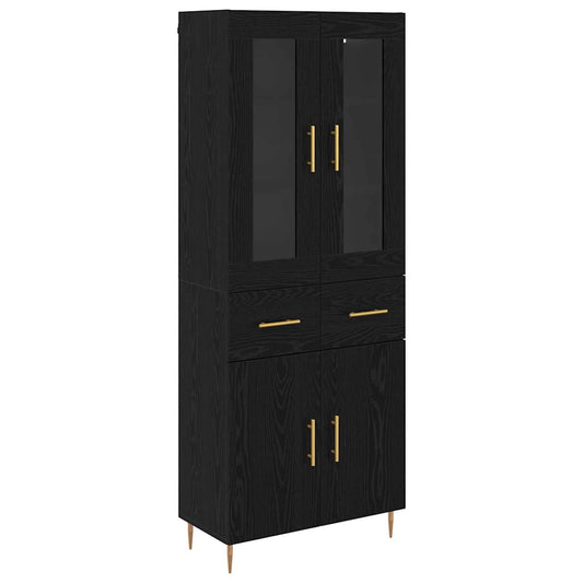 Vysoký Bufet 2 Ks Černý Dub 69,5 X 34 X 180 Cm Kompozitní Dřevo