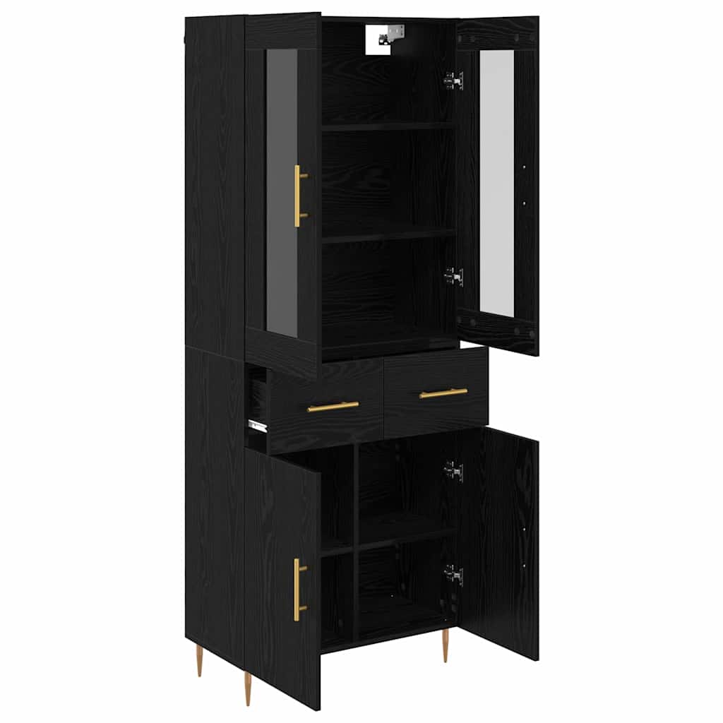 Vysoký Bufet 2 Ks Černý Dub 69,5 X 34 X 180 Cm Kompozitní Dřevo