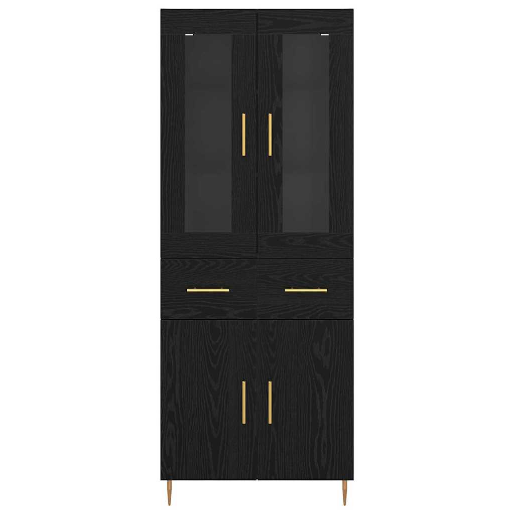 Vysoký Bufet 2 Ks Černý Dub 69,5 X 34 X 180 Cm Kompozitní Dřevo