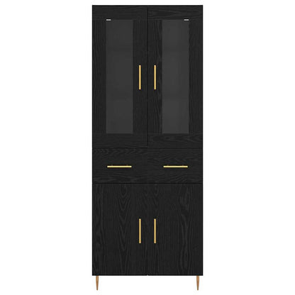 Vysoký Bufet 2 Ks Černý Dub 69,5 X 34 X 180 Cm Kompozitní Dřevo