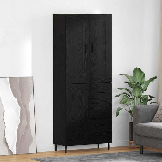 Vysoký Bufet 2 Ks Černý Dub 69,5 X 34 X 180 Cm Kompozitní Dřevo