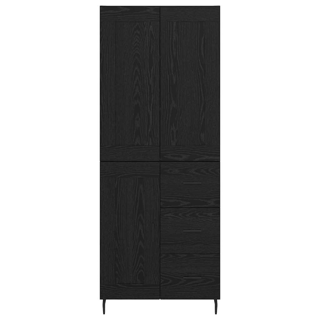 Vysoký Bufet 2 Ks Černý Dub 69,5 X 34 X 180 Cm Kompozitní Dřevo