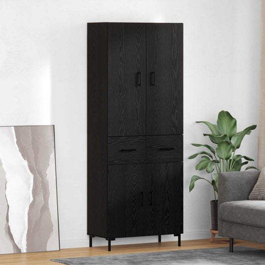 Vysoký Bufet Černý Dub 69,5 X 34 X 180 Cm Kompozitní Dřevo