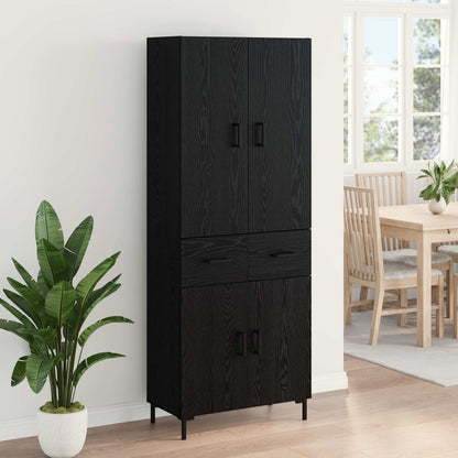 Vysoký Bufet Černý Dub 69,5 X 34 X 180 Cm Kompozitní Dřevo
