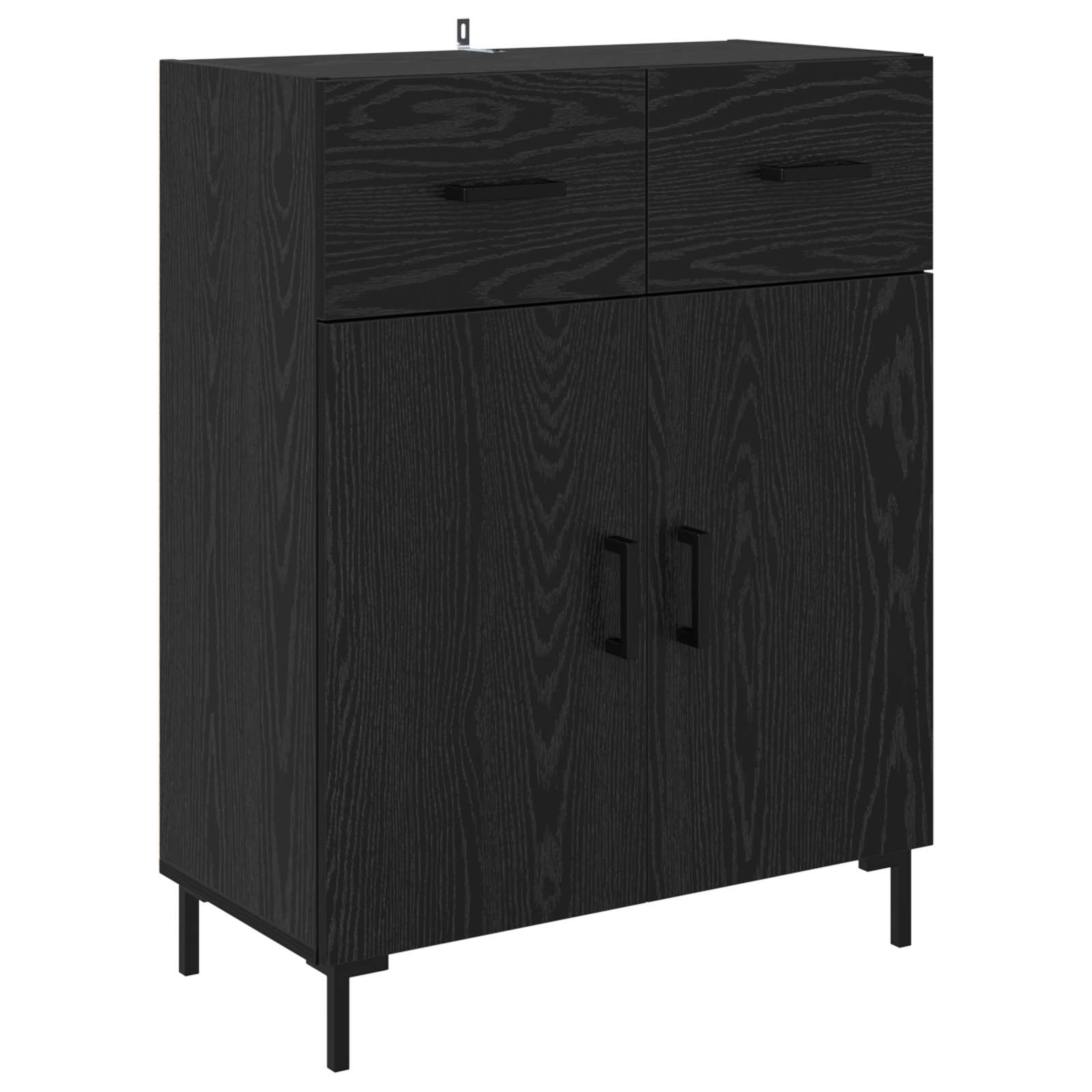 Vysoký Bufet Černý Dub 69,5 X 34 X 180 Cm Kompozitní Dřevo