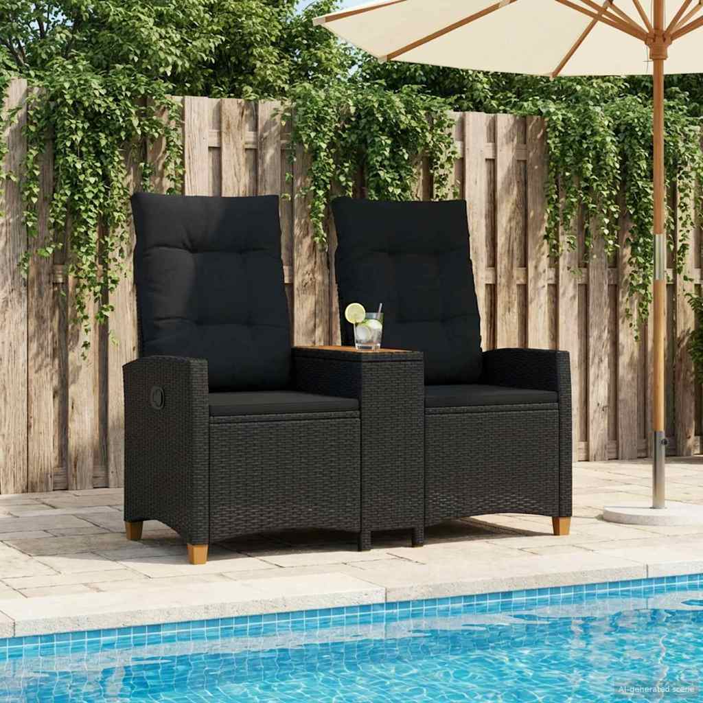 Skládací Lavice Se Stolem 2 -Seater 126 X 65 X 112 Cm Polyratan