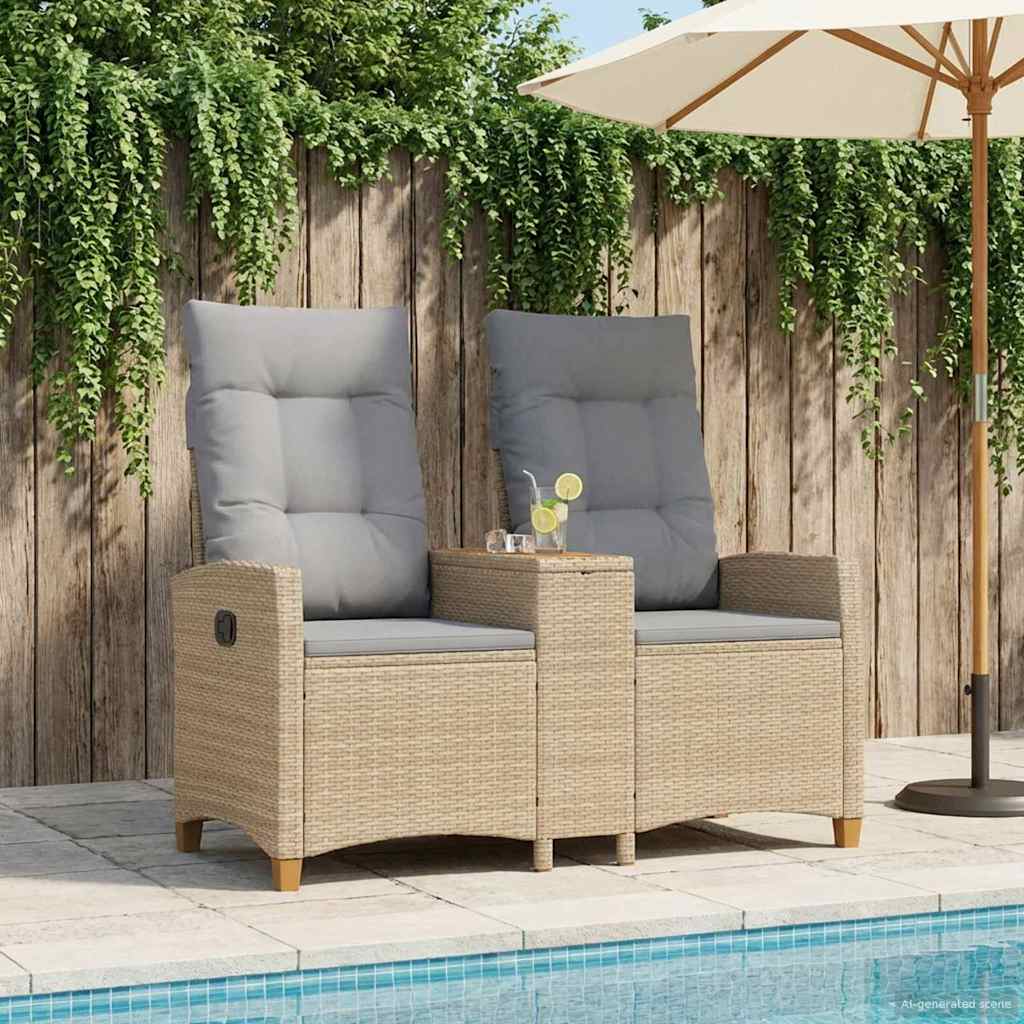 Skládací Lavice Se Stolem 2 -Seater 126 X 65 X 112 Cm Polyratan