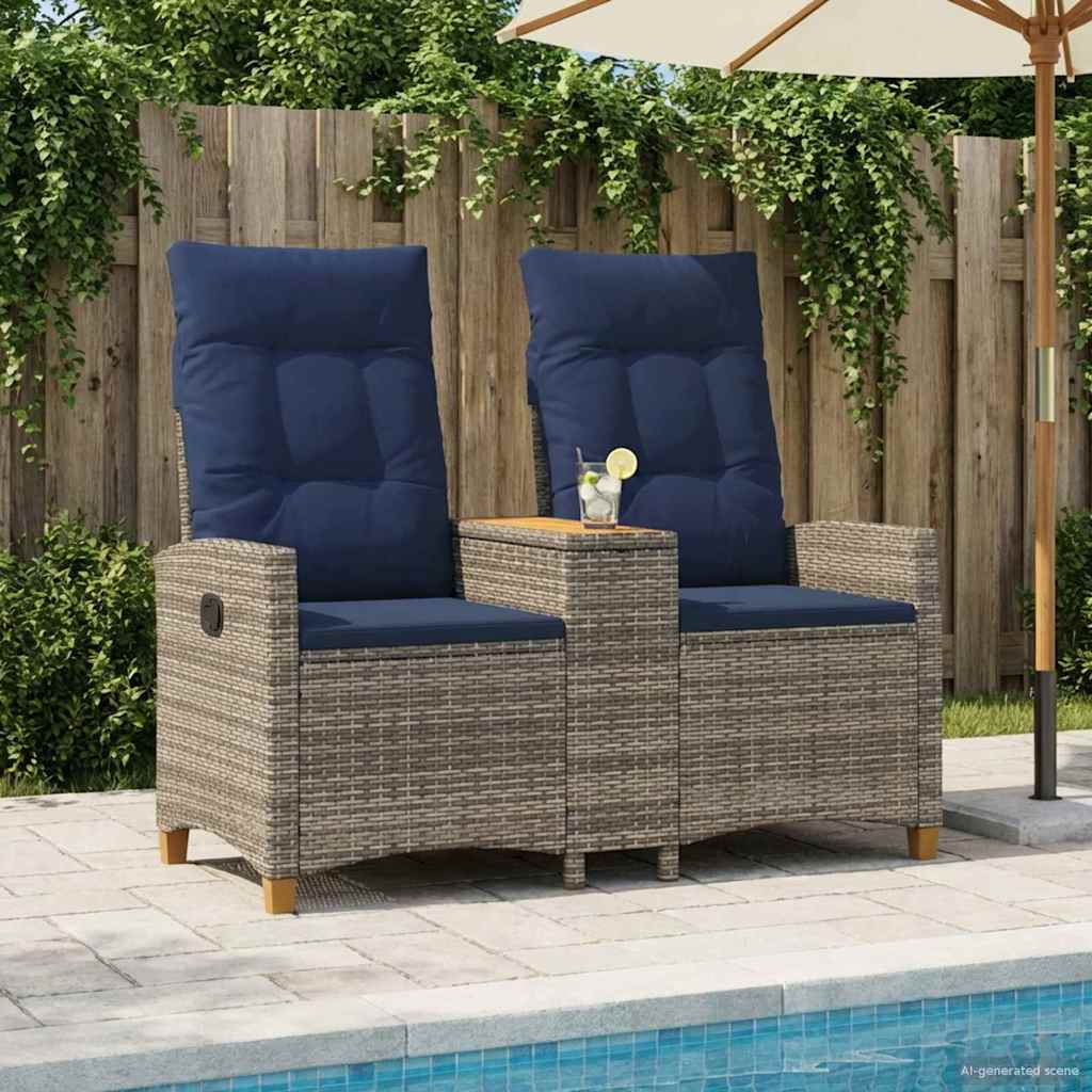 Skládací Lavice Se Stolem 2 -Seater 126 X 65 X 112 Cm Polyratan